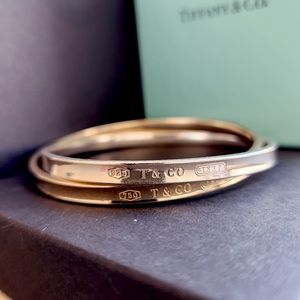 Authentic Tiffany & Co solid 18k gold & sterling silver interlocking bangles